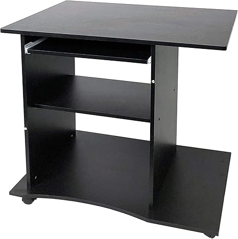 Amazon Bqkozfin パソコンデスク Pcデスク ワークデスク 幅80cm 奥行50cm テレワーク 在宅勤務 収納ラック付き シンプル コンパクト机 省スペース オフィス 勉強 在宅勤務 角丸加工 組立簡単 ブラック パソコンデスク 文房具 オフィス用品