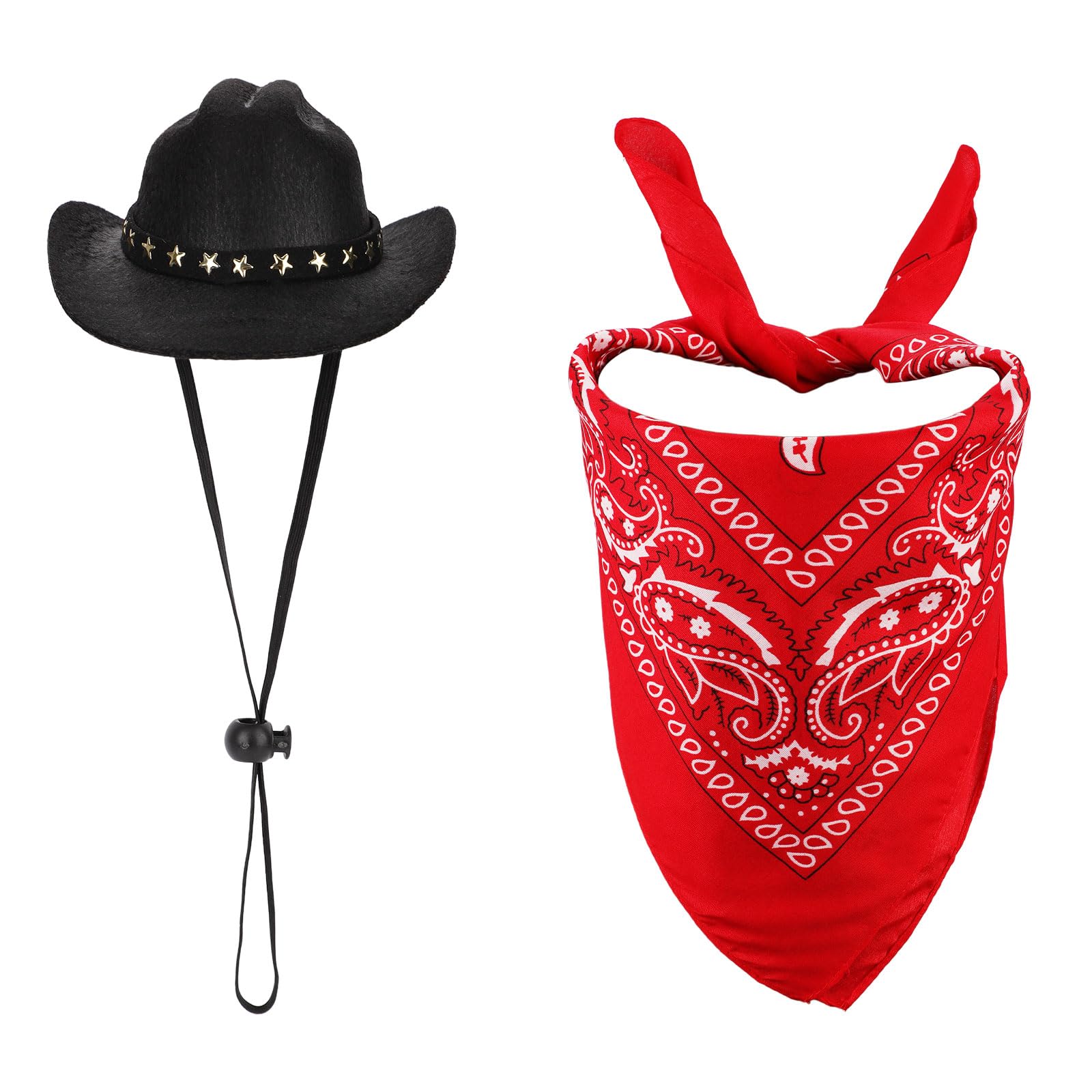 PEUTIER Pet Cowboy Costume, Dog & Cat Halloween Costume Outfit Accessories for Small Pets (Black, Red)