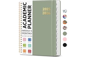 JEJEGO Academic Planner 2025-2026, Weekly and Monthly Calendar Planner Book, July 2025 – June 2026, Hardcover Organizer with Tabs, Perfect for Teachers, Students, Women & Men, A5 (6.4" x 8.5") - Green