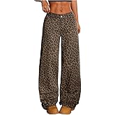Floerns Women's Y2k Cheetah Print Wide Leg Jeans High Waisted Baggy Casual Denim Pants