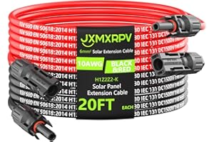 JXMXRPV Solar Extension Cable 20Ft 10AWG, Solar Wire with Tool-Free Solar Connectors, Waterproof Solar Panel Extension Cable 6mm², PV Cable 10Gauge for Home Boat RV Solar Panels(20ft)