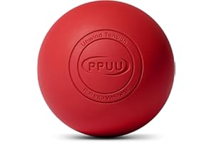 PPUU Lacrosse Ball Massage Ball for Myofascial & Trigger Point Release, Muscle Knots, Yoga Therapy – Improves Joint Mobility & Relieves Pain – Back, Neck, Chest, HIPS, Legs – 2.5-Inch Solid Red Rubber