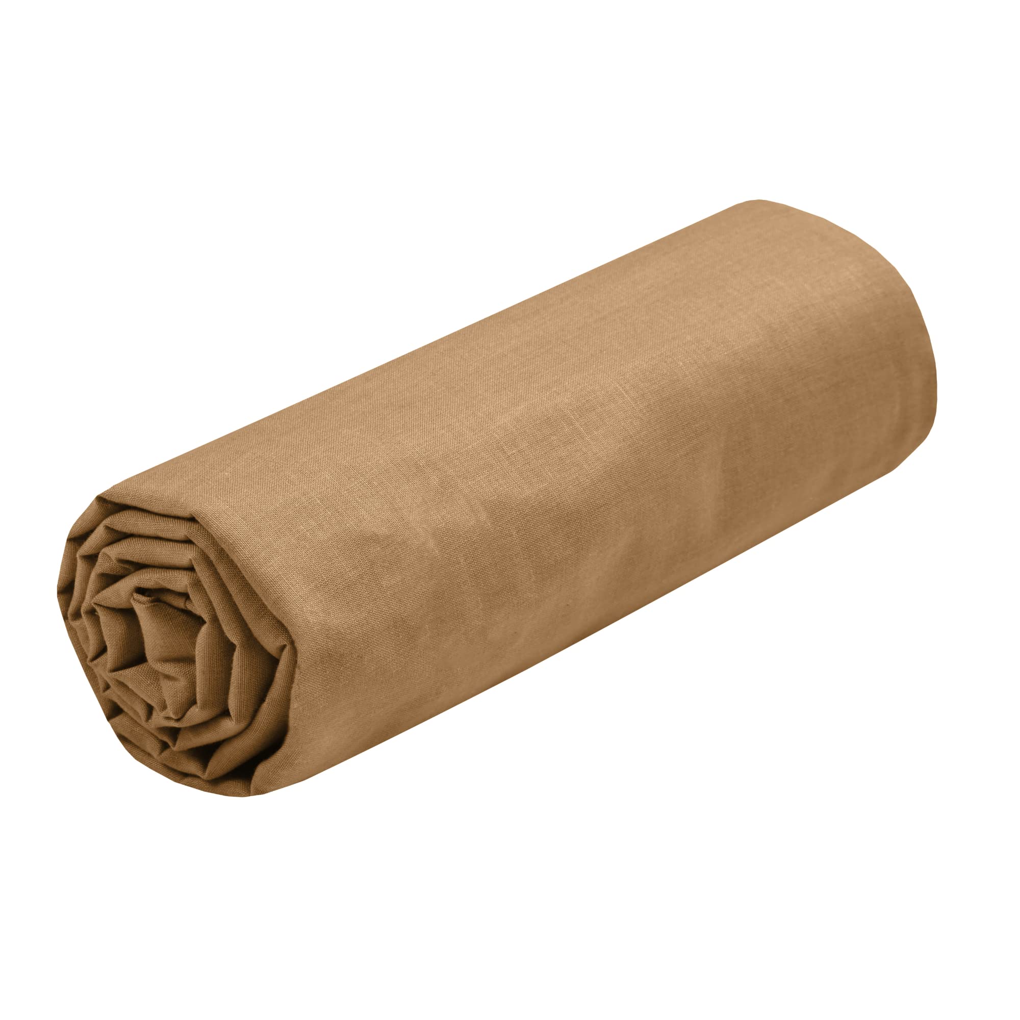Lovely Casa - Fitted sheet - Size 140 x 190 cm - Large 30 cm - 100% Oeko-Tex Certified Cotton - Colour Curry - Model Eden - Bed linen for home - Soft and comfortable for a cosy nest