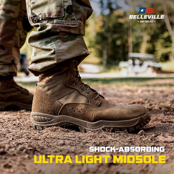 BELLEVILLE FLYWEIGHT C320 TACTICAL BOOT – LIGHTWEIGHT TACTICAL BOOTS FOR MEN – VENTILATED DESERT DESIGN – FULL-GRAIN CATTLEHIDE LEATHER – VIBRAM INCISOR OUTSOLE – COYOTE – 10.5