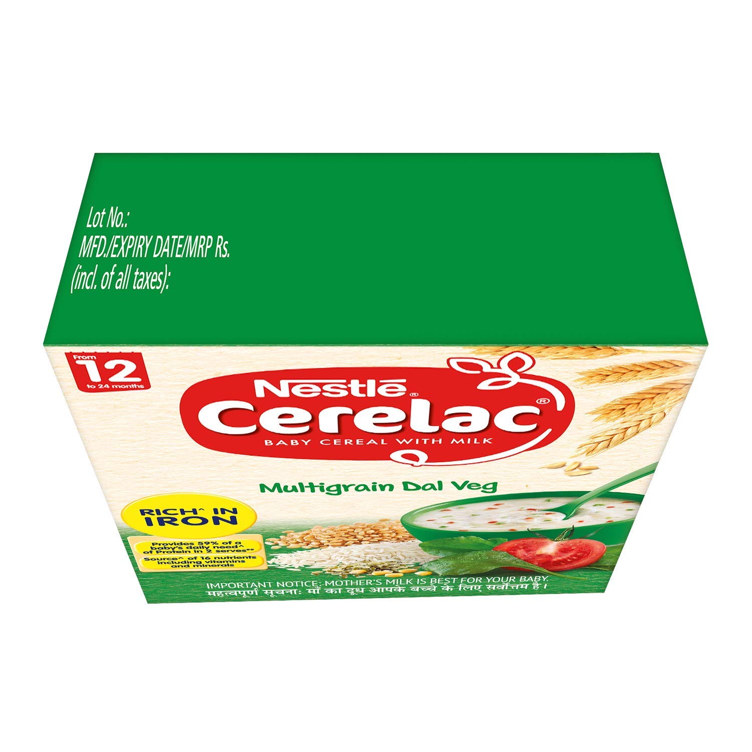 Nestle Cerelac Fortified Baby Cereal with Milk, Multigrain Dal Veg
