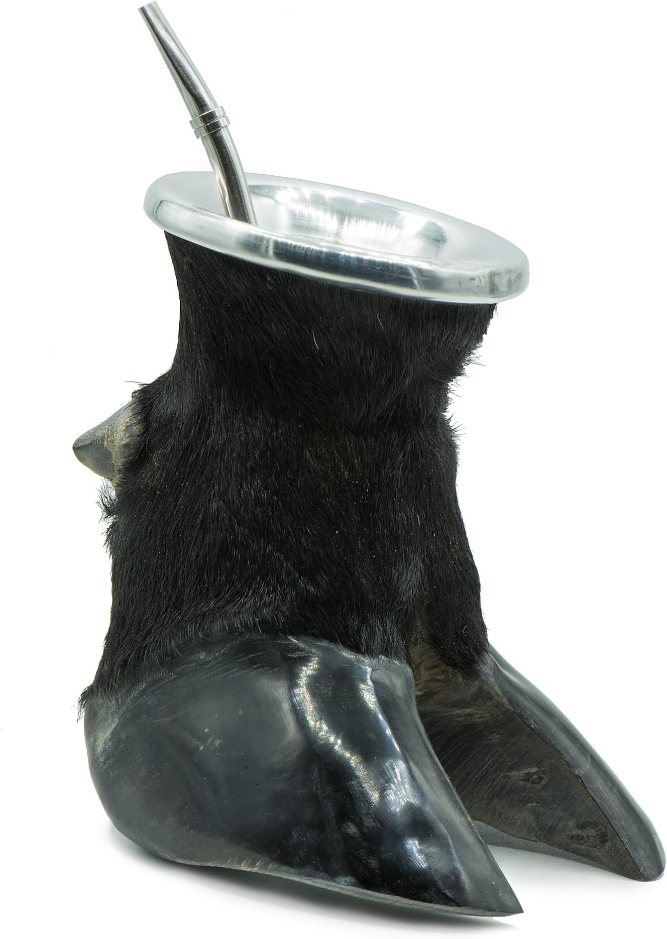 Natural Mate Gourd and Hoof Cup | Free bombilla included (Black, Small - 3.5 fl.oz.)