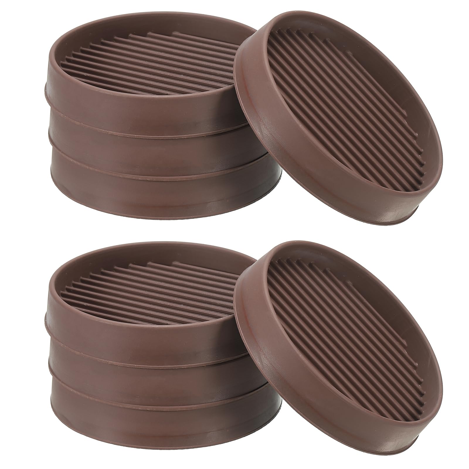 PATIKIL 3" Round Rubber Furniture Pads, 8 Pack Non Slip Caster Cups Anti Skid Floor Protectors for Furniture Feet Bed Couch Chair Table Stopper, Brown