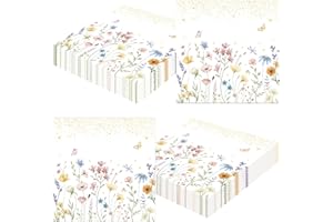 50 Pack Wildflower Paper Napkins, Floral Disposable Cocktail Napkins 5.9×5.9 Inch, Soft Absorbent Party Napkins for Wedding, 