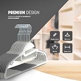 KEPLIN 30-Pack Non-Slip Hangers with 360° Swivel Slimline Space Saver White view 3