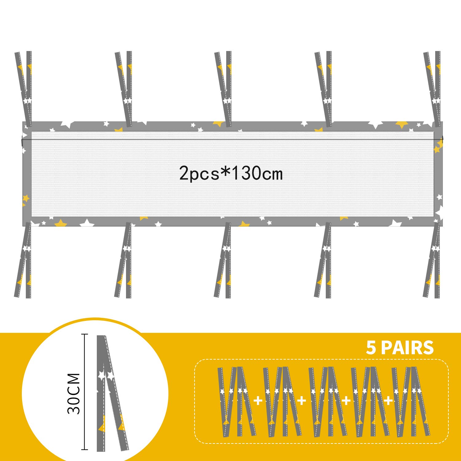 LMMKARE Upgrade Long Ties Mini Mesh Crib Bumpers Breathable for Boys Safe Pads for Standard Baby Crib Liner Classic Grey Stars 52" x 12" x 2pcs : Baby