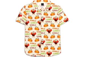 Remimi Unisex Kids Thanksgiving Shirt Boys Turkey Shirts Hawaii Short Sleeve Button Down Aloha Tee Tops 5-14 Years