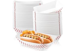 Roshtia 100 Pack Baseball Party Supplies Paper Food Trays Disposable Serving Tray Nacho Food Boats for Baseball Birthday Decorations(2lb)
