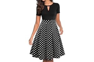 YATHON Women's Vintage Floral Flared A-Line Swing Casual Party Dresses with Pockets