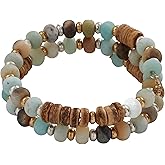 Alex and Ani Amazonite + Wood Beaded Wrap Bracelet