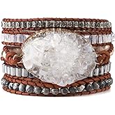 YGLINE Natural Stone Beaded Healing Wax String 5 Wraps Bracelets