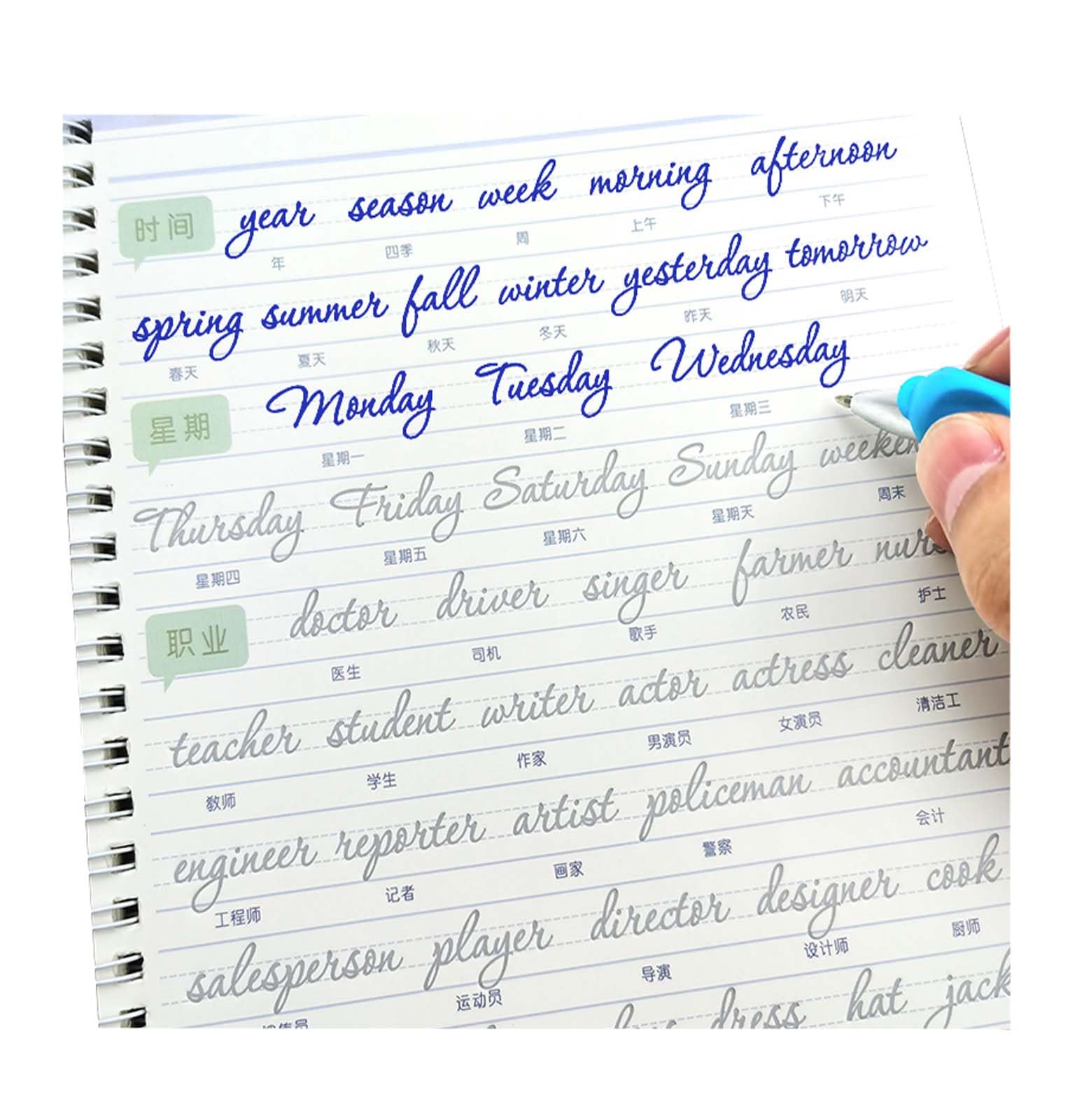 Fluent Circular English Calligraphy Copybook, English Handwriting Practice Book Groove Training Copybook