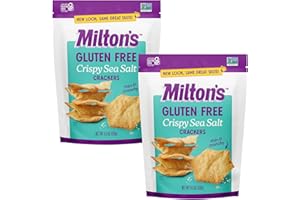 MILTON'S CRAFT BAKERS Milton’s Gluten Free Crackers, Crispy Sea Salt - Non-GMO Project Verified, Kosher, Certified Gluten Free Snack, 5 Grains In Every Bite - 20 Oz, Pack of 2