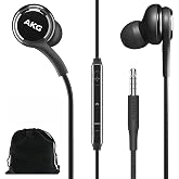 Samsung AKG Earbuds Original 3.5mm in-Ear Headphones with Remote &amp; Mic for Galaxy A71, A31, Galaxy S10, S10e, Note 10, Note 10+, S10 Plus, S9 - Braided, Includes Velvet Carrying Pouch - Black
