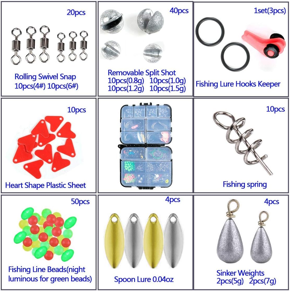 218PCS HiBD Fishing Box Tackle with Kit Accessories