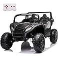 POSTACK 24V 2 Seater Ride On Toy Car Power 4 Wheels for Kids Ages 3-12 4WD UTV with Parents Remote Control 4X4 Electric Vehicles Off-Road Toy Kids to Drive with EVA Tires MusicLED Light, Black