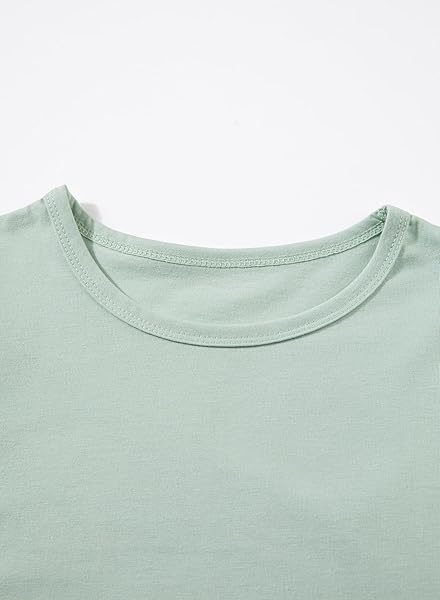 BLIBEAN TEEN GIRL SHIRT PRETEEN KID SHORT SLEEVE BLOUSE SOLID PLAIN SUMMER TOP FASHION CASUAL TEE CLOTHES DRESSY OUTFIT FANCY TSHIRT SIZE 10-11 YEAR OLD GREEN