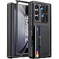 SIXBOX for Samsung Galaxy Z Fold 5 Case with Card Holder & Slide Camera Cover, Built-in Screen Protector & Hinge Protection, Shockproof Durable Wallet Phone Case for Galaxy Z Fold 5 5G 2023, Black