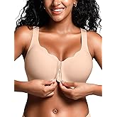 Cuteio Front Closure Bras for Women - M-4XL - Wireless Jelly Bra with 2 Hook & Eyes No Underwire Seamless Tshirt Bralettes