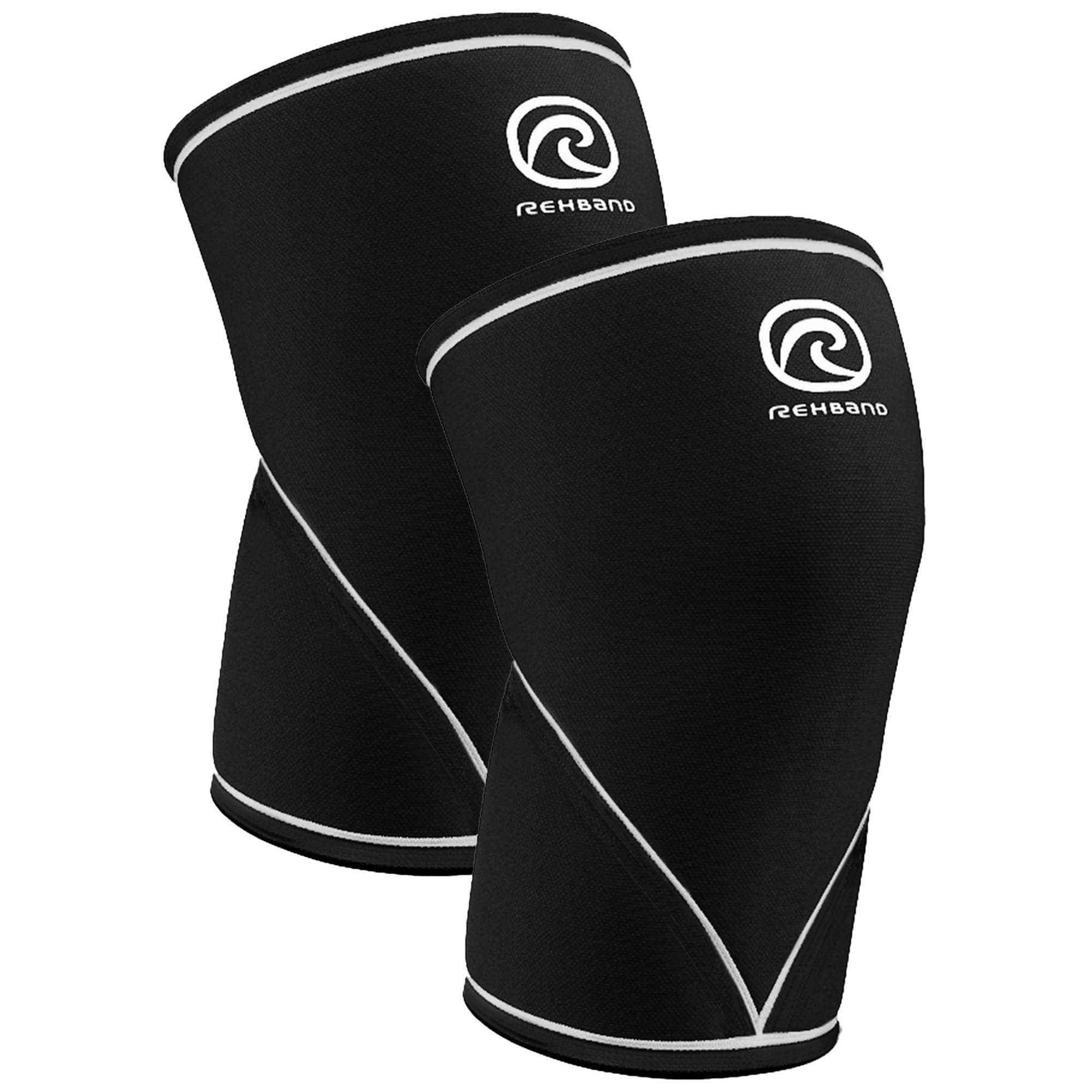 Rehband 7051 Classic 7mm V-Knee-Sleeve for Weightlifting, Competition Grade Powerlifting Knee Sleeve, Compression Sleeve for Crossfit, Squats, Gym, Colour:Black - 1 Pair, Size:Small