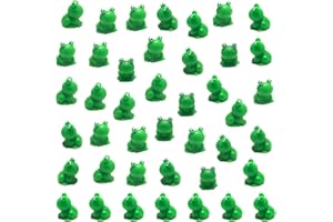 Jauisus 50 Pcs Mini Frogs Garden Decor Mini Resin Frog, Tiny Green Frog Figurines, Plastic Frogs Miniature Animals Home Decoration Fairy Garden Decor Party DIY Crafts
