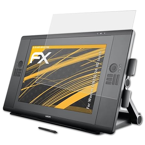 atFolix Panzerfolie kompatibel mit Wacom CINTIQ 24 HD Touch Schutzfolie, entspiegelnde und stoßdämpfende FX Folie (2X)