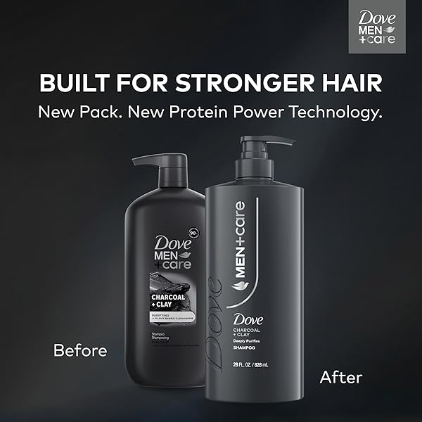 DOVE MEN + CARE SHAMPOO 1 COUNT CHARCOAL + CLAY FOR REAL HAIR THAT POWERS UP HAIR STRENGTH, WITH DEEP PURIFYING BENEFITS, 28 FL OZ