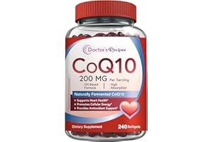 Doctor's Recipes CoQ10 200mg Per Serving, High Absorption Coenzyme Q10 Supplement with Olive Oil, Heart & Vascular Health, Energy Production & Antioxidant Support, 4 Month Supply, 240 Softgels