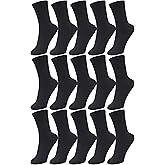 Duufin 15 Pairs Womens Socks Mid Calf Lightweight Casual Athletic Gym Workout Crew Socks for Women Size 5-9, 9-11