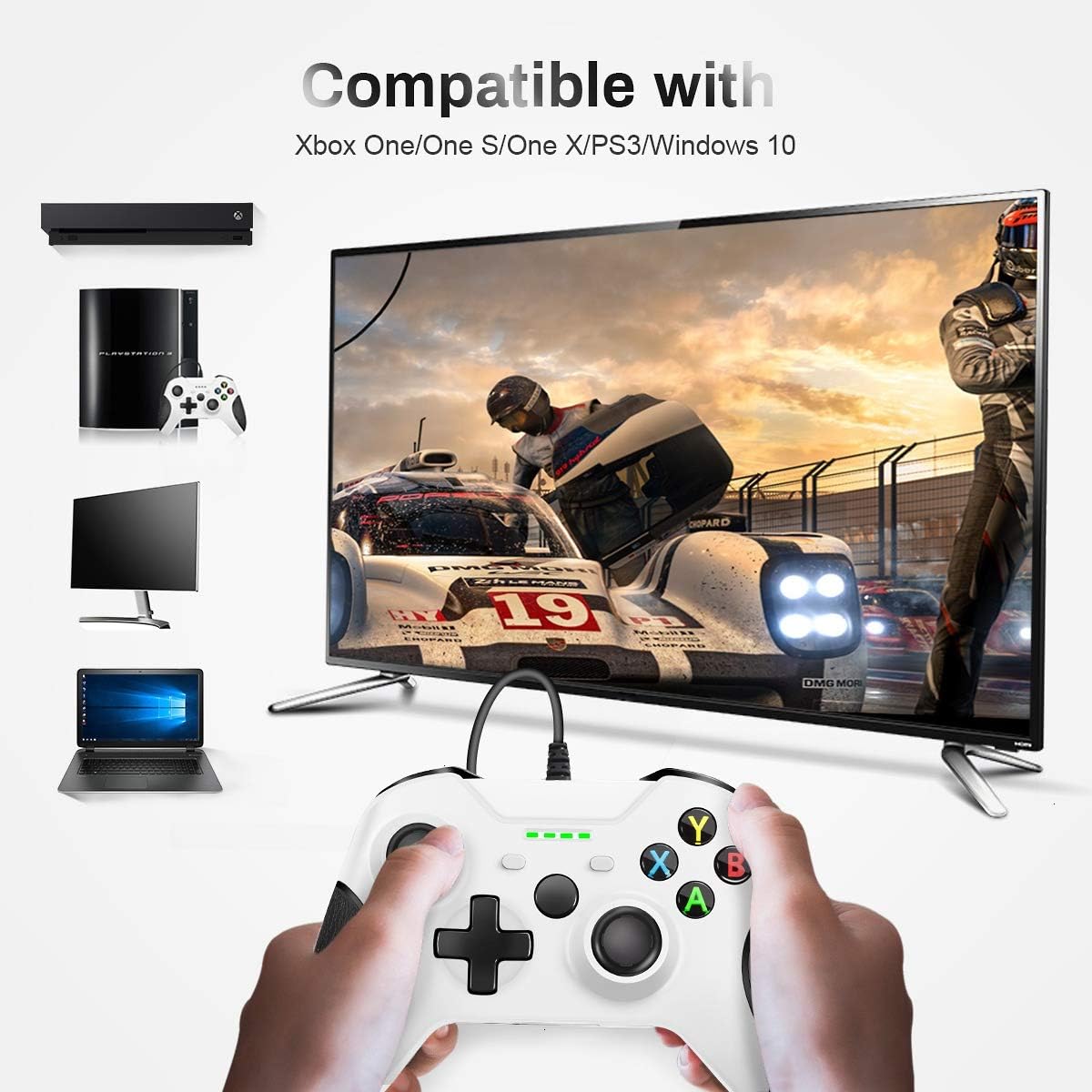 VOYEE Controller for Xbox One, Wired Enhanced Controller for Microsoft Xbox One/X/S/Elite (White): Computers & Accessories