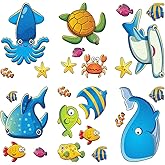 24PCS Non Slip Bathtub Stickers, Marine Life Cartoon Bath Tub Stickers, PVC Matte Anti-Slip Appliques for Kid's Room, Bathroo