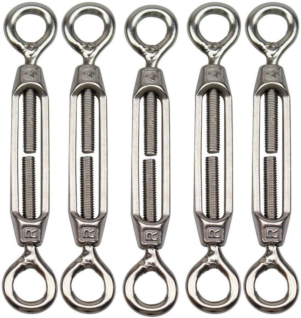 POFET 10pcs M4 Stainless Steel 304 Eye & Eye Turnbuckle Wire Ropes, Strong Tension, Used for Sunshading Tent Installation - Image 3