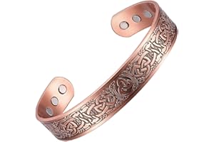 KENLANO copper bracelet for men 99.9% Pure Copper Magnetic Bangle with 6pcs 3500 Gauss Magnets, copper magnetic bracelet for men copper bracelets Jewelry Gift Gifts for Men Dad