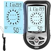 Digital Altimeter, Digital Compass, Hiking Thermometer, Timer &amp; Backlight, 8 in 1 Hand-Hold Barometer for Mountaineering Outside 2300 to 29500FT 1100MBAR, 300mbar to 1100mbar