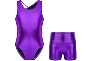 Aiihoo Kids Girls Two Piece Sports Ballet Dance Gymnastic Outfits Sleeveless Floral Lace Mock Neck Tops with Bottoms Set