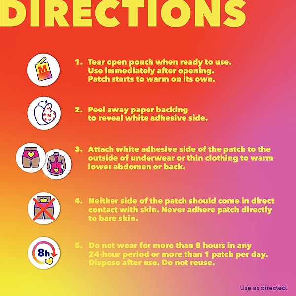 MIDOL HEAT VIBES MENSTRUAL PAIN RELIEF HEAT PATCHES – 6 COUNT PACK FOR PERIOD CRAMPS AND BACKACHE