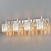 FDPBY Modern Bathroom Vanity Light 4-Lights Brushed Nickel Vanity Light Crystal Wall Light Bathroom Light Fixtures