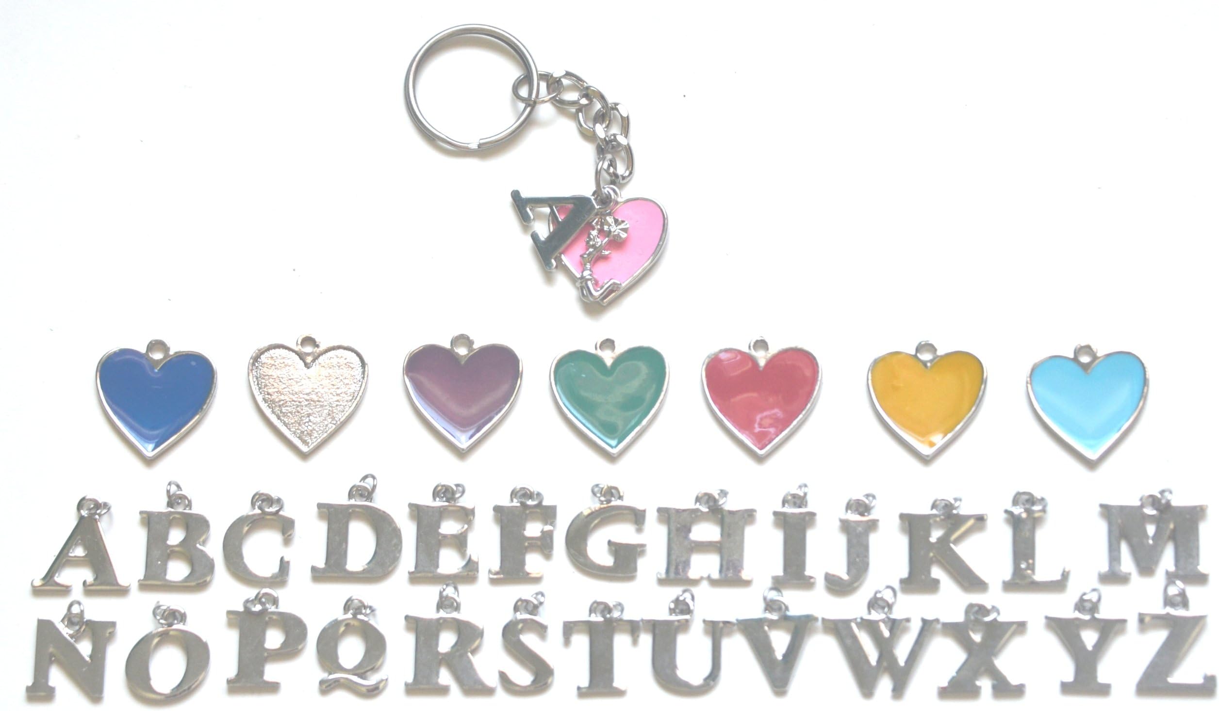 Cheer Girl with Purple Heart Keychain Key Chain and Initial Letter B