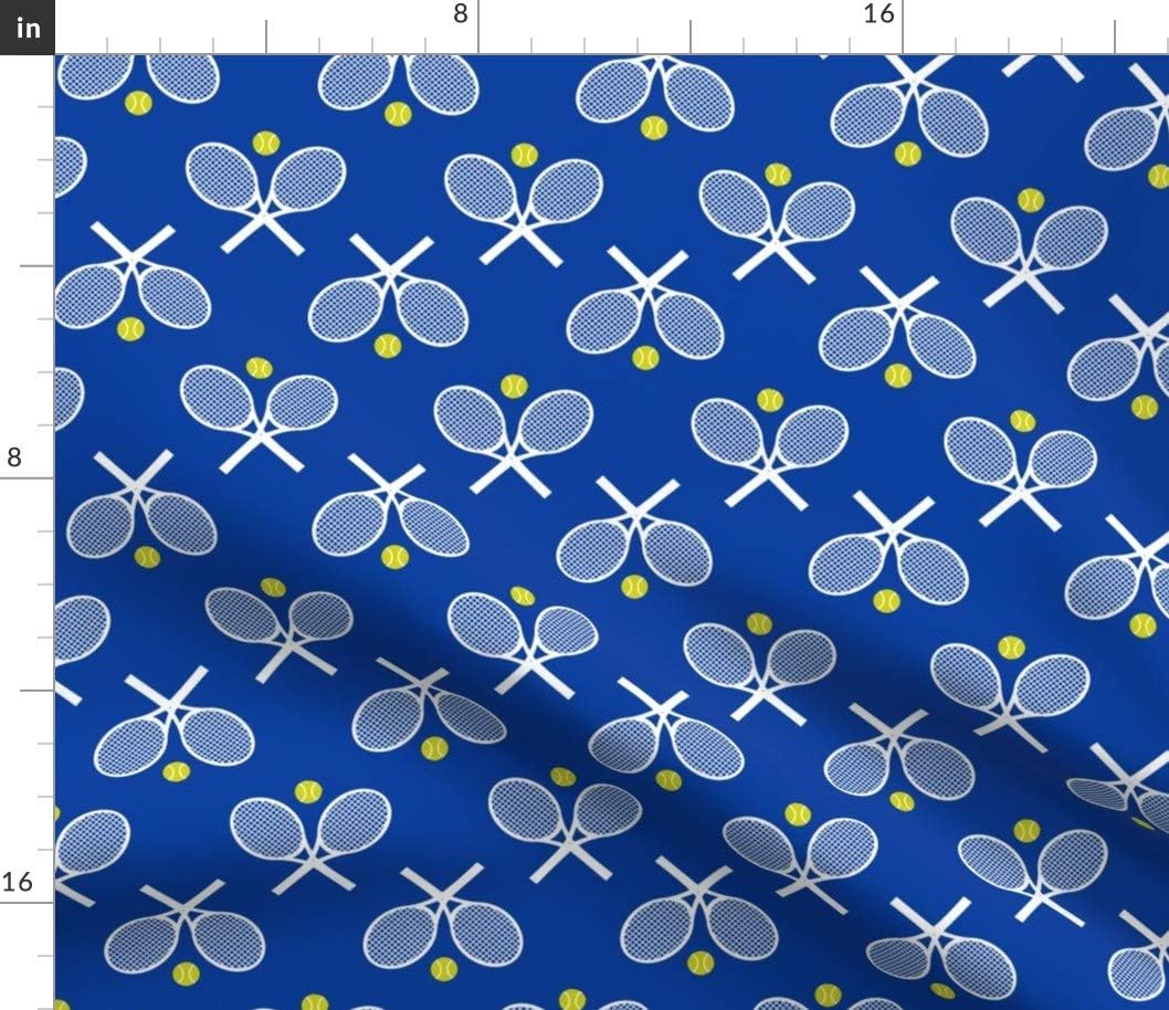 Spoonflower Fabric Tennis Racquets Blue Racquet Racket