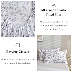 VClife White Floral Sheets Soft Microfiber