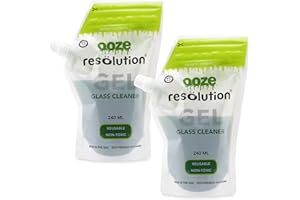 RESÖLUTION Ooze Resolution Gel Glass Cleaner (2 Pack 240ml Each) - Liquid Cleaning Solution Natural Clay-Based Non-Toxic Formula Glass and Metal Cleaner - Reusable - Non Abrasive Grunge Off