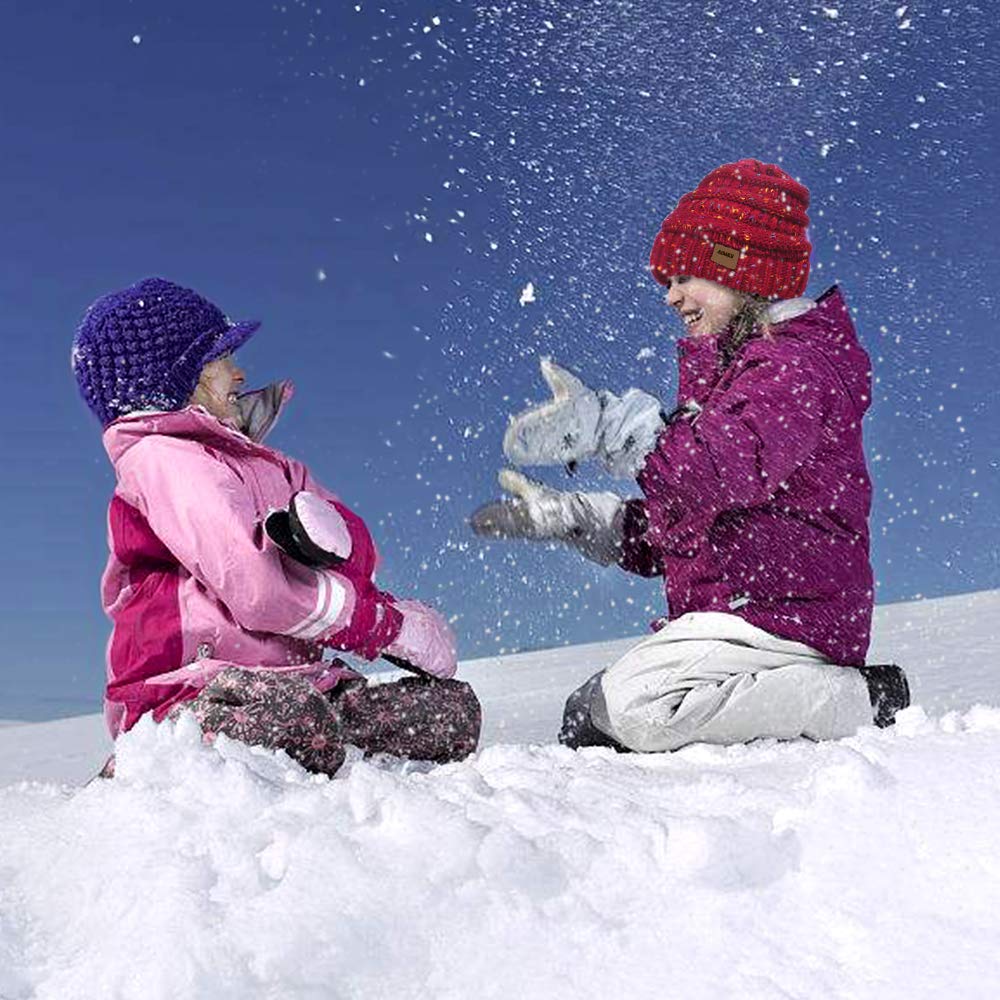 AIMKE Women\'s Warm Chunky Thick Stretchy Knit Beanie Skull Cap (Wine)