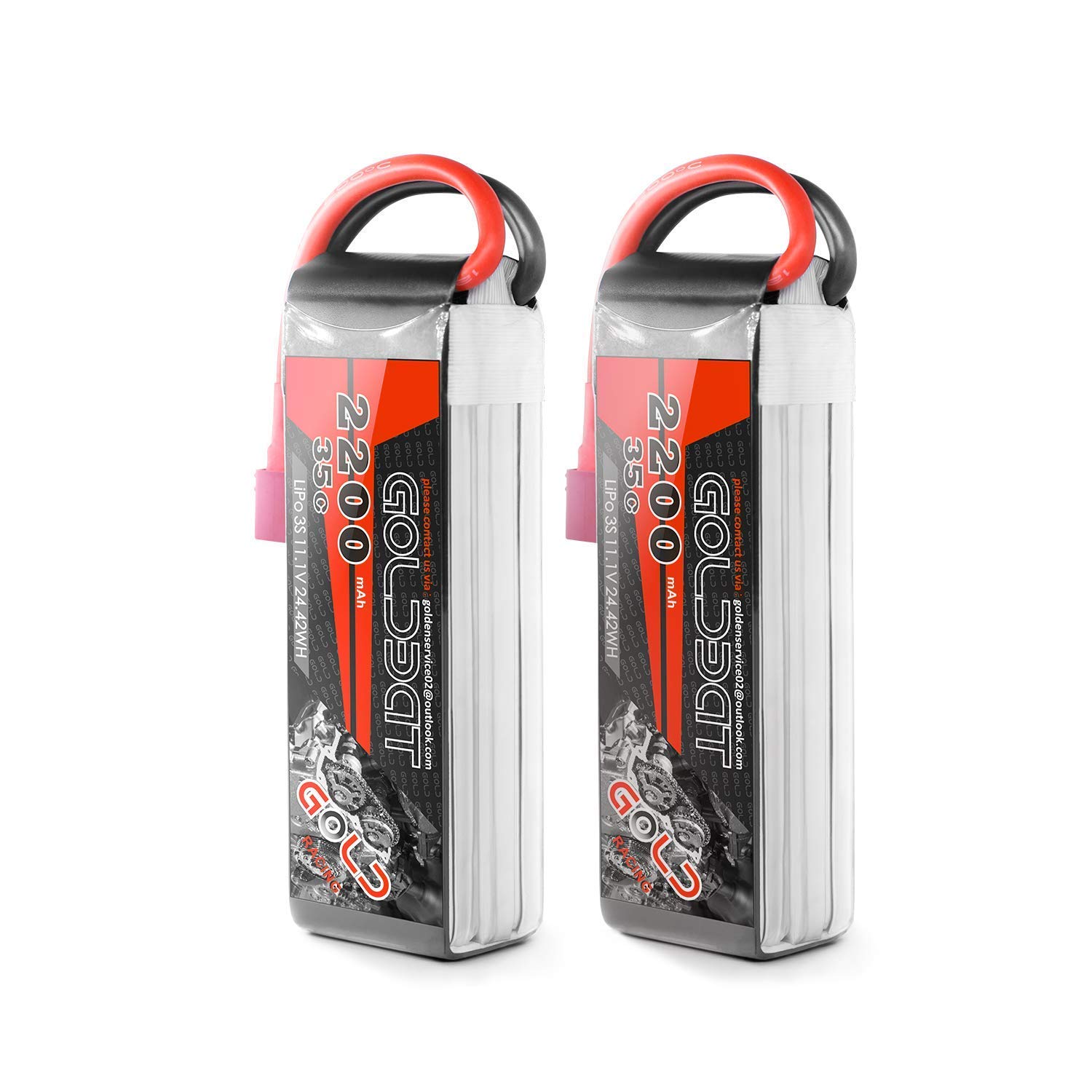GOLDBAT RC Battery 2200 mAh 11.1 V 35C 3S Li-Polymer Battery Model Building Battery with Deans Style T Plug for RC Car, Truck, Plane, Healicopter, Boat RC Hobby (2 Pack)