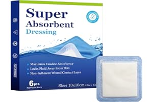 Super Absorbent Wound Dressing 4"x 4" Sterile Non Adhesive Bandage 6 Pack Heavy Exudate Gauze Pads Fast Healing Superior Mois