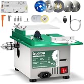 Huanyu Mini Table Saw 300W 1.14IN Cut Depth Portable Hobby Table Saws Set | Wood Model DIY Crafts Woodworking 0-180&deg; Angle Cutting Multifunctional 7-Level Speed Adjustable