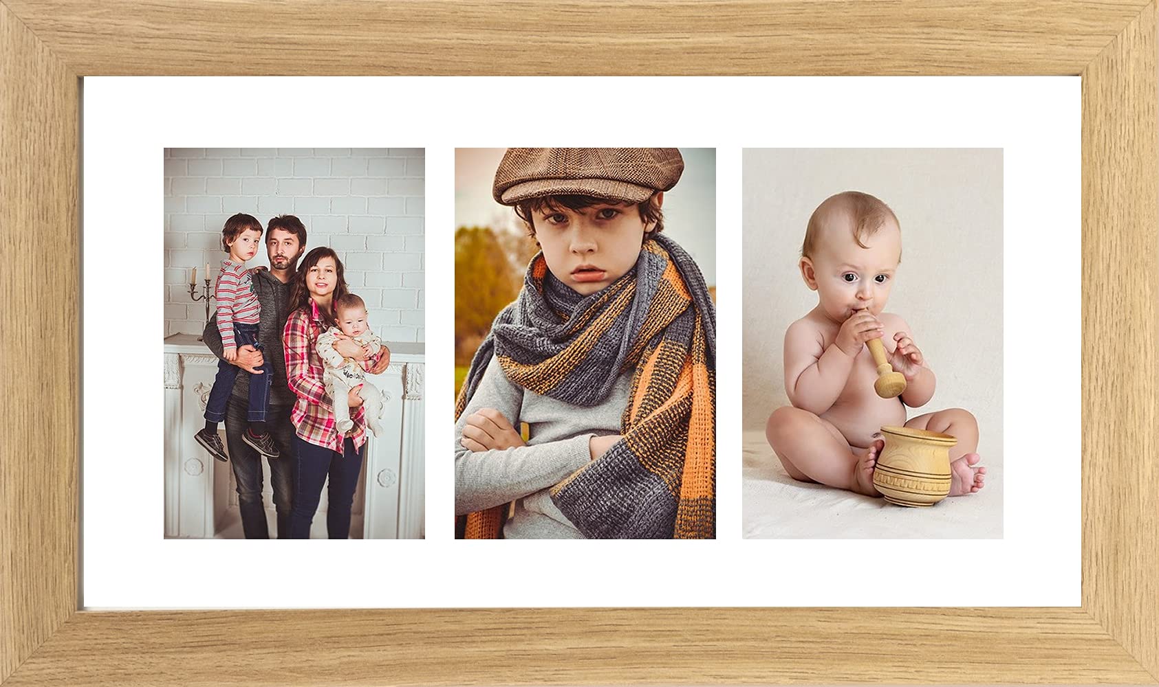 Photo Picture Frame Multiple Aperture for Photos 4-inch x 6-inch Postcard size Wall Hanging Real Glass (3 Aperture)